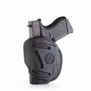 1791 Gunleather 4WH2SBLL 4-Way IWB/OWB Size 02 Stealth Black Leather Belt Clip Compatible w/Ruger LCP/S&W Bodyguard/Glock 42/43/43X Left Hand