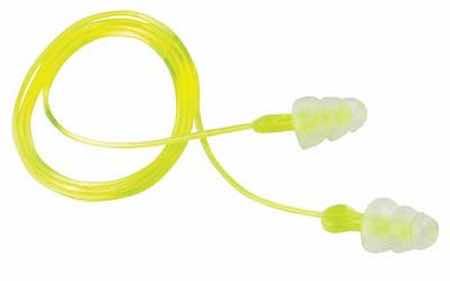 Peltor 97317 Tri-Flange Reusable Earplugs Polymer 26 dB In The Ear Yellow Buds with Yellow Cord Adult 3 Pair