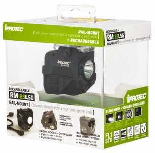 iProtec 6751 RM185LSG Rail-Mount Firearm Light with Green Laser Black 185 Lumen White Light