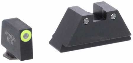 AmeriGlo GL333 Optic Compatible Sight Set for Glock Black | XL Tall Green Tritium with Lumigreen Outline Front Sight XL Tall Green Tritium with White Outline Rear Sight