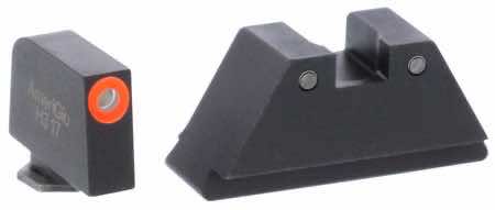 AmeriGlo GL452 Optic Compatible Sight Set for Glock Black | XL Spartan Operator Tall Green Tritium with Orange Outline Front Sight XL Tall Green Tritium with Black Outline Rear Sight