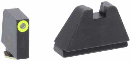 AmeriGlo GL682 Optic Compatible Sight Set for Glock Black | 5XL Tall Green Tritium with Lumigreen Outline Front Sight 5XL Tall Black Rear Sight