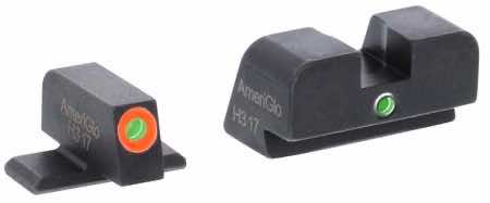 AmeriGlo SG201 i-Dot Sight Set for SIG Sauer Pistols using #8 Front & #8 Rear Black | Green Tritium with Orange Outline Front Sight Green Tritium i-Dot Rear Sight