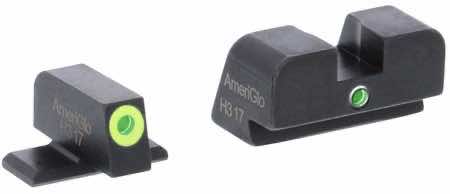 AmeriGlo SG301 i-Dot Sight Set for SIG Sauer Pistols using #8 Front & #8 Rear Black | Green Tritium with LumiGreen Outline Front Sight Green Tritium i-Dot Rear Sight