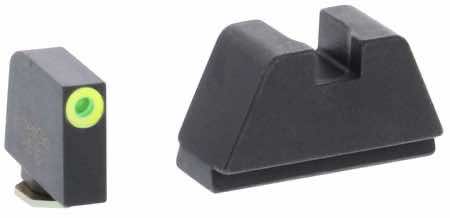 AmeriGlo GL681 Optic Compatible Sight Set for Glock Black | 2XL Tall Green Tritium with Lumigreen Outline Front Sight 2XL Tall Black Rear Sight