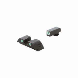 AmeriGlo GL5113 Classic Tritium Sight Set for Glock Black | Green Tritium White Outline Front and Rear