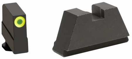 AmeriGlo GL691 Optic Compatible Sight Set for Glock Black | 3XL Tall Green Tritium with Lumigreen Outline Front Sight 3XL Tall Black Rear Sight