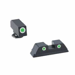 AmeriGlo GL113 Classic Tritium Sight Set for Glock Green Tritium White Outline Front Sight-Green Tritium White Outline Rear Sight