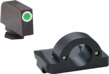 AmeriGlo GL5125 Ghost Ring Sight Set for Glock Black | Green Tritium with White Outline Front Sight Green Tritium Rear Sight