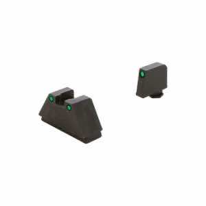 AmeriGlo GL815 Optic Compatible Sight Set for Glock Black | 3XL Tall Green Tritium with Black Outline Front Sight 3XL Tall Green Tritium with Black Outline Rear Sight