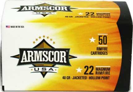 Armscor FAC22M1N USA 22WMR 40gr Jacketed Hollow Point 50 Per Box/40 Case