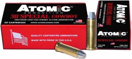 Atomic Ammunition 451 Cowboy Action Precision Craft 38 Special 125 gr Lead Round Nose Flat Point 50 Per Box/ 10 Case