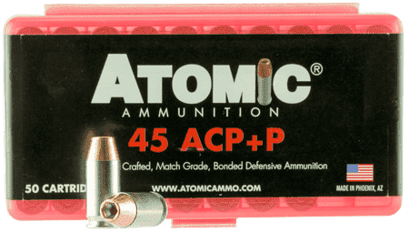 Atomic Ammunition 00412 Pistol Precision Craft 45 ACP +P 185 gr Bonded Match Hollow Point 50 Per Box/ 10 Case