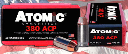 Atomic Ammunition 00414 Pistol Precision Craft 380 ACP 90 gr Hollow Point 50 Per Box/ 10 Case