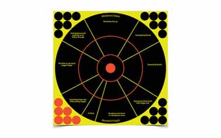 Birchwood Casey 34032 Shoot-N-C Reactive Target Self-Adhesive Paper Handgun Black/Yellow 12