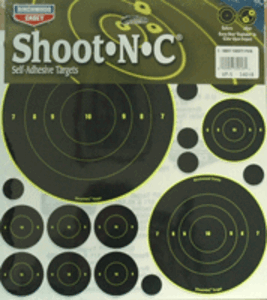 Birchwood Casey 34018 Shoot-N-C Reactive Target Variety Pack Self-Adhesive Paper Black/Yellow 200+ yds Bullseye 50 Targets