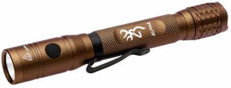 Browning 3711256 Alpha 2AA Flashlight Burnt Bronze 36/525 Lumens White LED/Green
