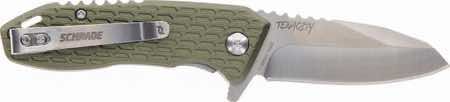 Schrade 1159317 Tenacity Folding Modified Drop Point Part Serrated Satin AUS-10A SS Blade Green