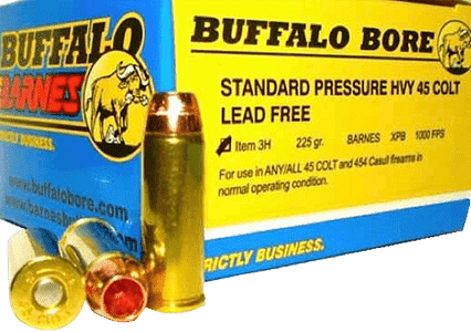 Buffalo Bore Ammunition 3H20 Buffalo-Barnes Strictly Business 45 Colt 225 gr Barnes VOR TX XPB Lead Free 20 Per Box/ 12 Case