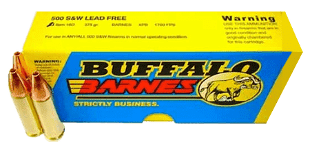 Buffalo Bore Ammunition 18D20 Buffalo-Barnes Strictly Business 500 S&W Mag 375 gr Barnes VOR TX XPB Lead Free 20 Per Box/ 12 Case