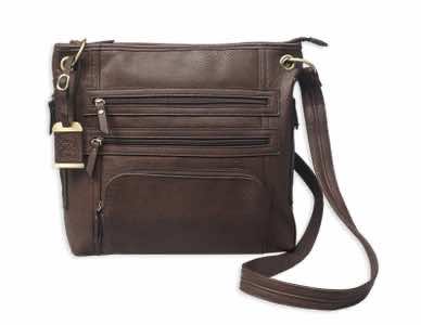 Bulldog BDP039 Cross Body Purse w/Holster Brown Leather Most Sm Pistols & Revolvers Ambidextrous Hand