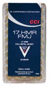 CCI 0055 Gamepoint Rimfire 17 HMR 20 gr Full Metal Jacket 50 Per Box/ 40 Case