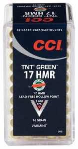CCI 951 TNT Green 17 HMR 16 gr Speer TNT Green Hollow Point 50 Per Box/ 40 Case