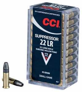 CCI 957 Suppressor Small Game 22 LR 45 gr Lead Hollow Point 50 Per Box/ 100 Case