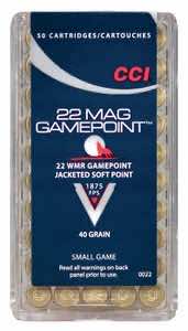 CCI 0022 Gamepoint Rimfire 22 WMR 40 gr Jacketed Soft Point 50 Per Box/ 40 Case