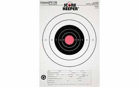 Champion Targets 45723 Score Keeper Slow Fire Bullseye Paper Hanging 25 yds Pistol 11