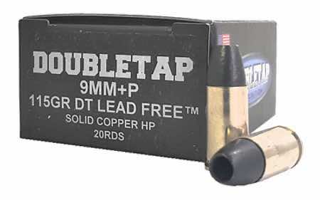 DoubleTap Ammunition 9MM115X Tactical 9mmLuger+P 115gr DT Lead Free 20 Per Box/50 Case
