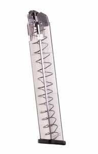 ETS Group OMGGLK18 Omega 32rd Extended 9mm Fits Glock 17/19 Translucent Smoke Polymer