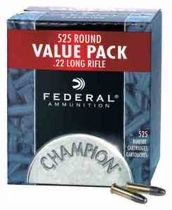 Federal 745 Champion Training Value Pack 22 LR 36 gr Copper Plated Hollow Point 525 Per Box/ 10 Case