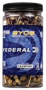 Federal 757BTL250 Champion Training BYOB 22 WMR 50 gr Jacket Hollow Point 250 Per Box/ 8 Case