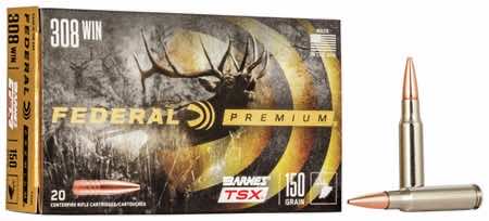 Federal P308V Premium 308 Win 150 gr Barnes TSX 20 Per Box/ 10 Case
