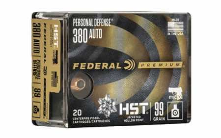 Federal P380HSD1 Premium Personal Defense 380 ACP 99 gr Hydra Shok Deep Hollow Point 20 Per Box/ 10 Case