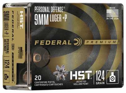 Federal P9HST3S Premium Personal Defense 9mm Luger +P 124 gr HST Jacketed Hollow Point 20 Per Box/ 10 Case