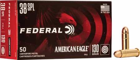Federal AE38K American Eagle Handgun 38 Special 130 gr Full Metal Jacket 50 Per Box/ 20 Case