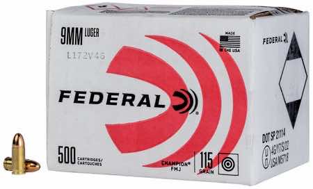Federal C9115A500 Power-Shok 9mm Luger 115 gr 1125 fps Full Metal Jacket (FMJ) 500rds (Bulk Package)