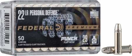 Federal PD22L1 Premium Personal Defense Punch 22 LR 29 gr Flat Nose 50 Per Box/ 100 Case
