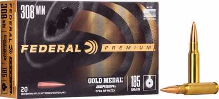 Federal GM308BH185 Premium Gold Medal 308 Win 185 gr Berger Jugernaught Open Tip Match 20 Per Box/ 10 Case