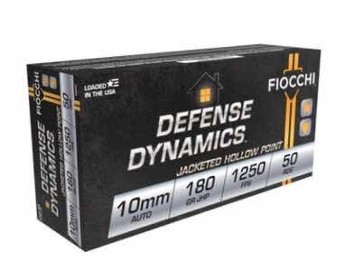 Fiocchi 10APHP Defense Dynamics 10mm Auto 180 gr Jacket Hollow Point 50 Per Box/ 10 Case