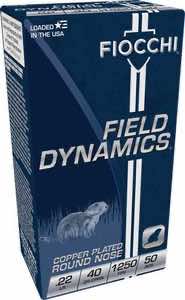 Fiocchi 22FHVCRN Field Dynamics High Velocity 22 LR 40 gr Copper Plated Solid Point 50 Per Box/ 100 Case