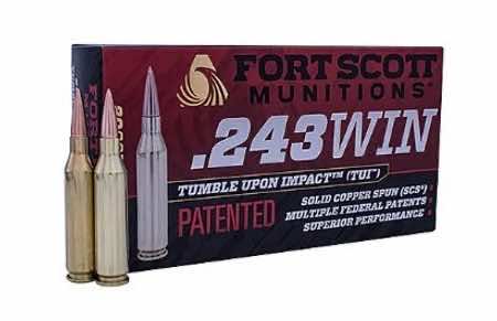 Fort Scott Munitions 243058SCV Tumble Upon Impact (TUI) Rifle 243Win 58gr Solid Copper Spun 20 Per Box/10 Case