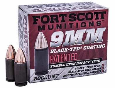 Fort Scott Munitions 9MM080SCVTPD Tumble Upon Impact (TUI) 9mm Luger 80 gr Solid Copper Spun 20 Per Box/ 25 Case *TPD-9 Coated