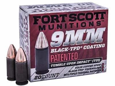Fort Scott Munitions 9MM115SCVTPD Tumble Upon Impact (TUI) 9mm Luger 115 gr Solid Copper Spun 20 Per Box/ 25 Case *TPD-9 Coated