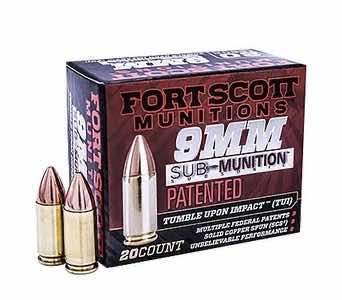 Fort Scott Munitions 9MM125SCVSS Tumble Upon Impact (TUI) 9mm Luger Subsonic 125 gr Solid Copper Spun 20 Per Box/ 25 Case