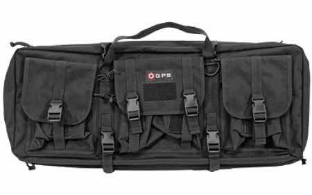 GPS Bags DRC28 Double Rifle Case Black 600D Polyester w/ 2 Padded Pistol Sleeves MOLLE Webbing & Lockable Zippers