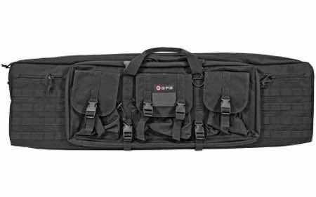 GPS Bags DRC42 Double Rifle Case Black 600D Polyester w/ 2 Padded Pistol Sleeves MOLLE Webbing & Lockable Zippers