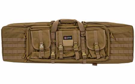 GPS Bags DRC42FDE Double Rifle Case Flat Dark Earth 600D Polyester w/ 2 Padded Pistol Sleeves MOLLE Webbing & Lockable Zippers